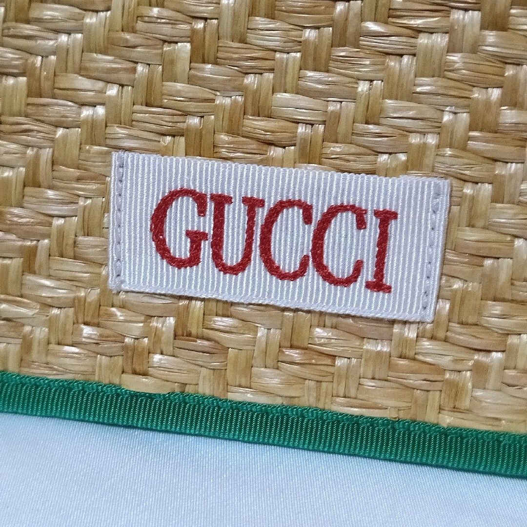 Gucci Children's Glider Straw Green Tote — view 7