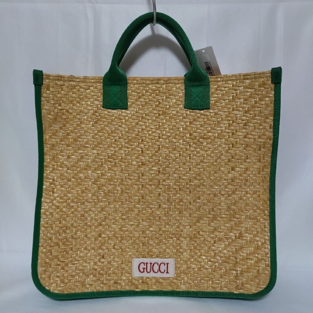 Gucci Children's Glider Straw Green Tote — view 2
