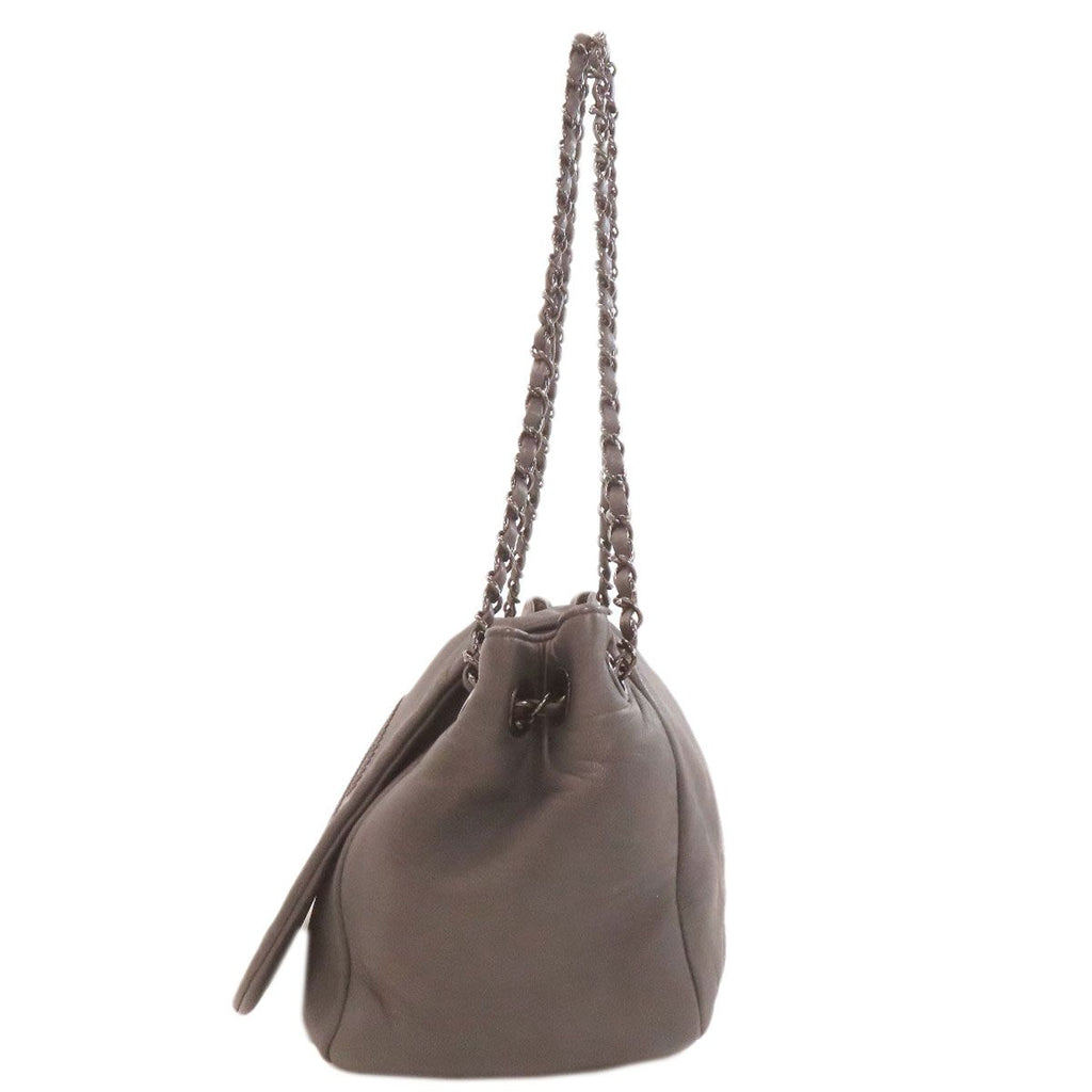 Chanel Chain Shoulder CC Logo Bag Lambskin Dark Gray — view 3
