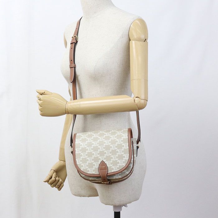 Celine Midi Amforco Triomphe Canvas Crossbody Shoulder Bag Leather — view 6