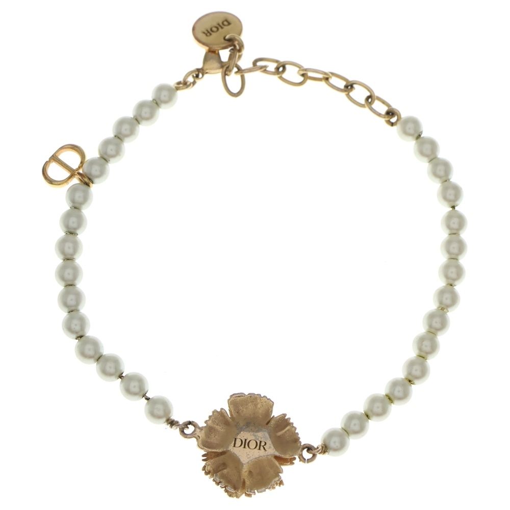 Dior Faux Pearl Flower Bracelet Gold — view 2