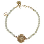 Dior Faux Pearl Flower Bracelet Gold — view 2