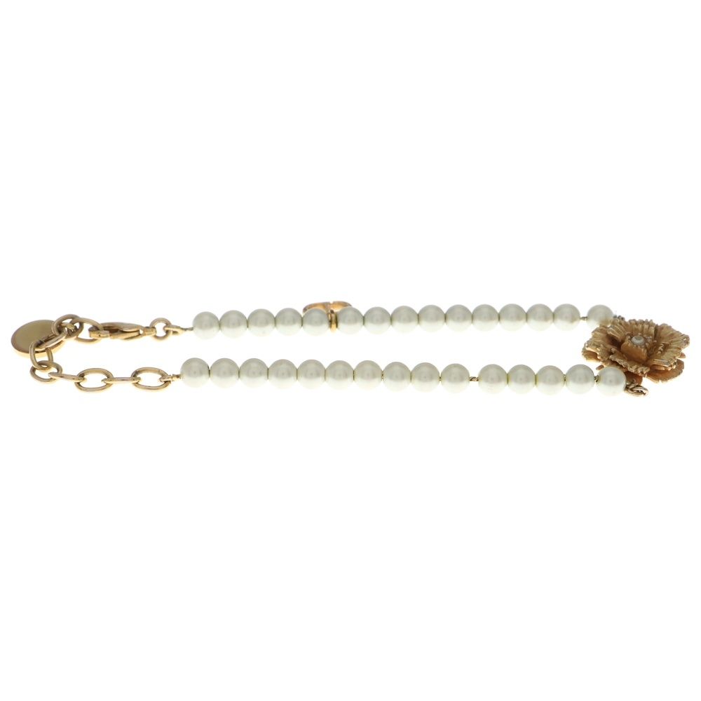 Dior Faux Pearl Flower Bracelet Gold — view 3