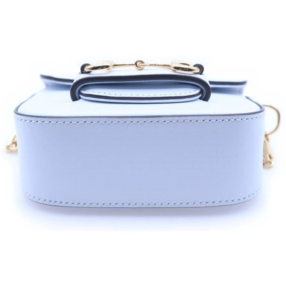 Gucci Horsebit Super Mini Leather Chain Shoulder Bag Blue — view 5