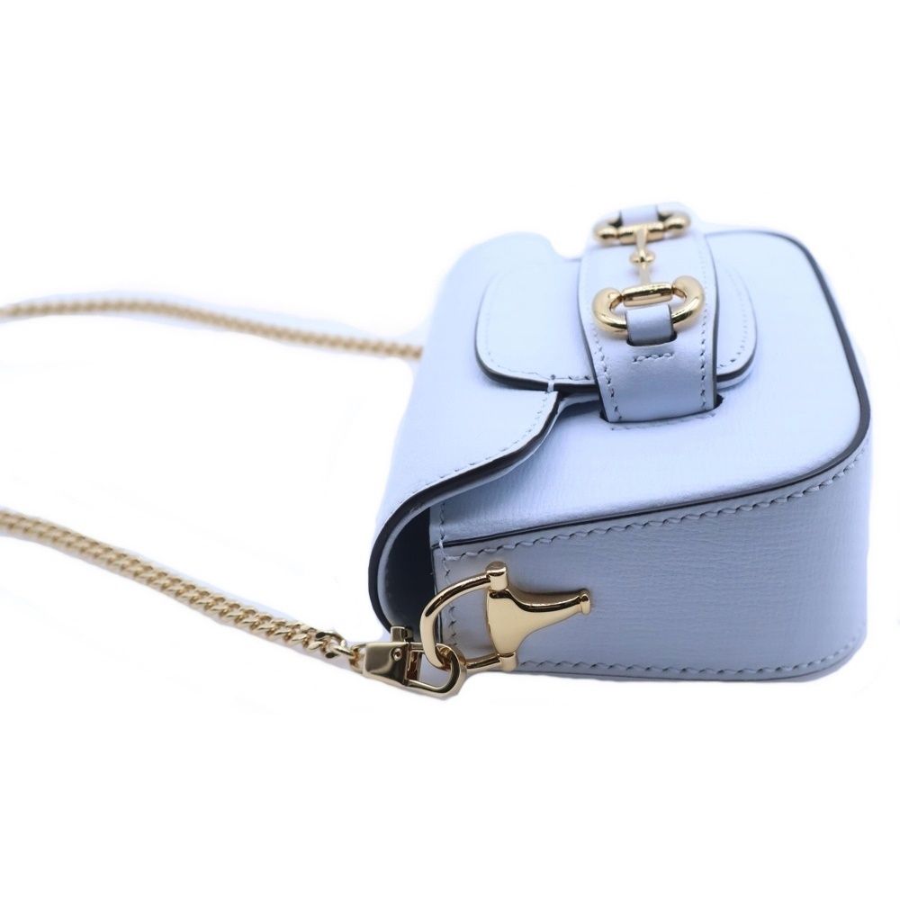 Gucci Horsebit Super Mini Leather Chain Shoulder Bag Blue — view 3