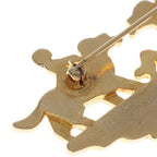 Hermes Cloisonne Dog and Girl Brooch Gold — view 6