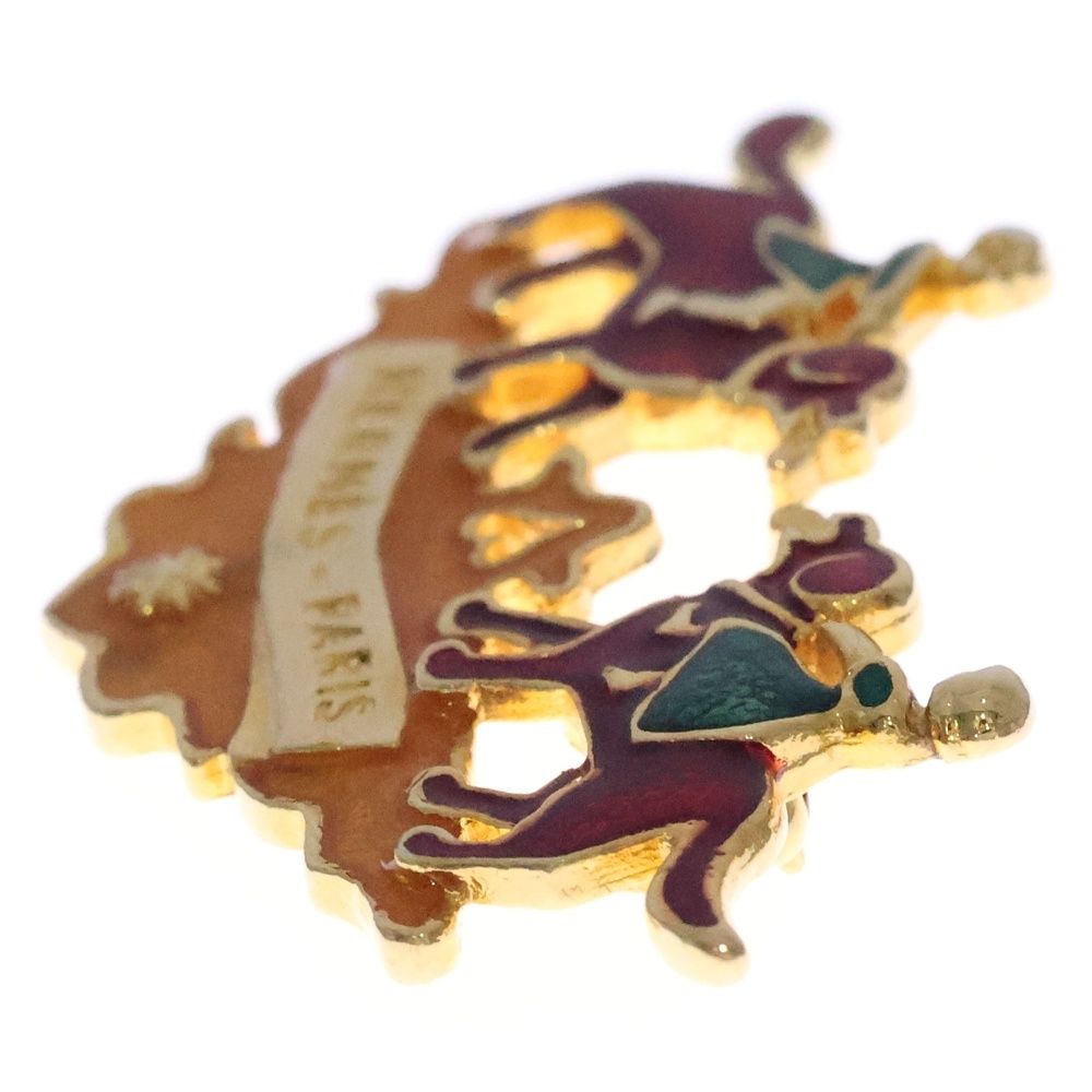 Hermes Cloisonne Dog and Girl Brooch Gold — view 4