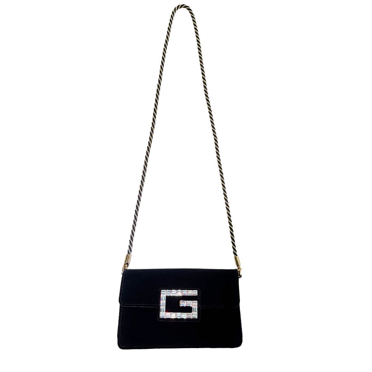 Gucci Shoulder Bag 2-Way Clutch Broadway Black Velvet Bag with Square — view 4