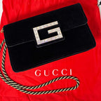 Gucci Shoulder Bag 2-Way Clutch Broadway Black Velvet Bag with Square — view 3