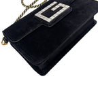 Gucci Shoulder Bag 2-Way Clutch Broadway Black Velvet Bag with Square — view 9