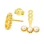 Gucci GG Running Logo Baby Pearl Earrings 18K YG Yellow Gold — view 5