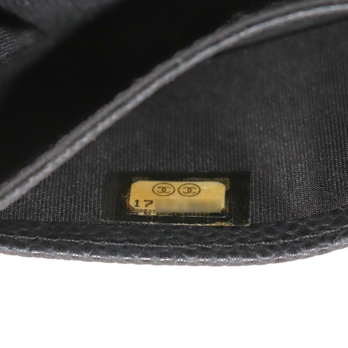 Chanel Card Case Business Holder Caviar Leather Black Silver Coco — view 8