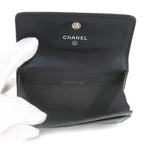 Chanel Card Case Business Holder Caviar Leather Black Silver Coco — view 5