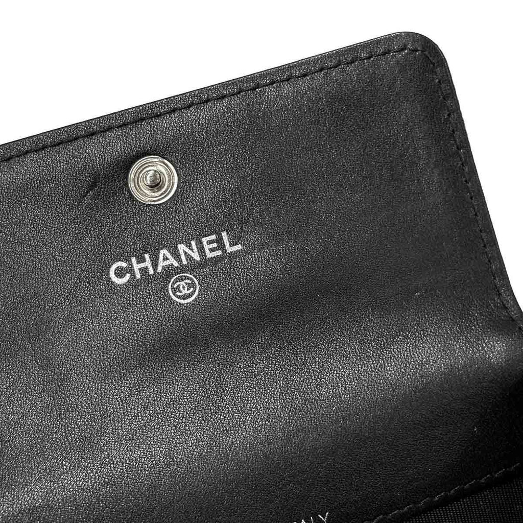 Chanel Card Case Business Holder Caviar Leather Black Silver Coco — view 6