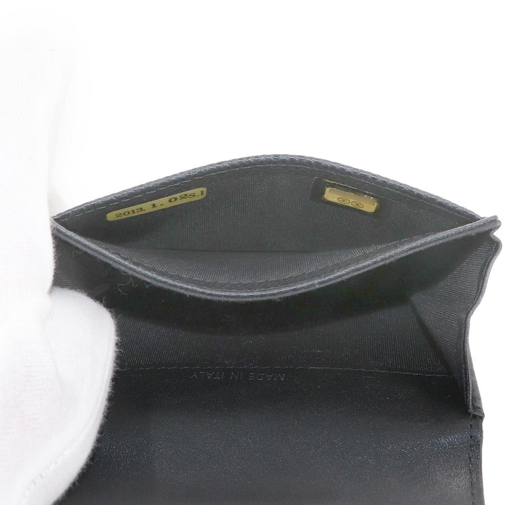 Chanel Card Case Business Holder Caviar Leather Black Silver Coco — view 7