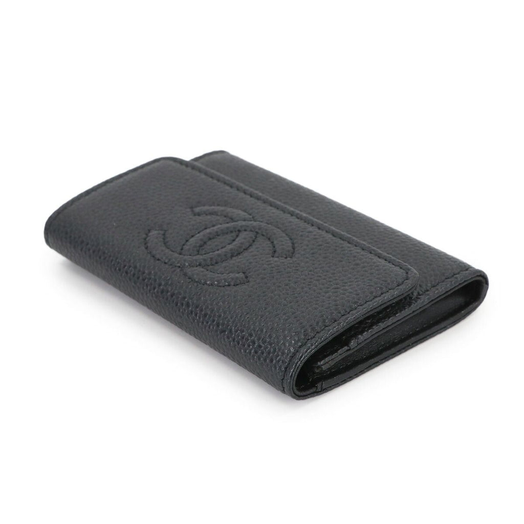 Chanel Card Case Business Holder Caviar Leather Black Silver Coco — view 4