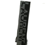 Saint Laurent Paris Logo Fringe Scarf Wool Mohair Alpaca Black Gray — view 5
