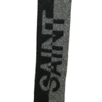 Saint Laurent Paris Logo Fringe Scarf Wool Mohair Alpaca Black Gray — view 2