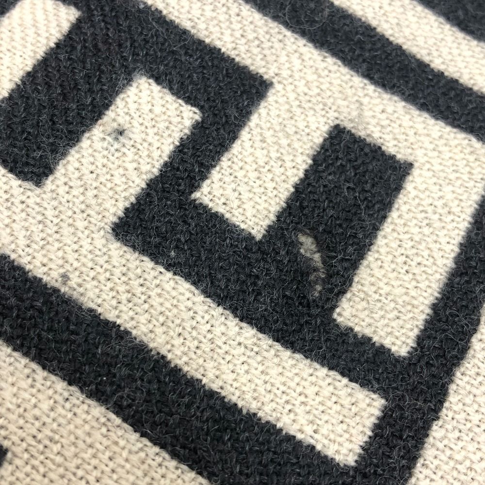 Fendi Scarf Zucca Pattern Wool Black Beige — view 4