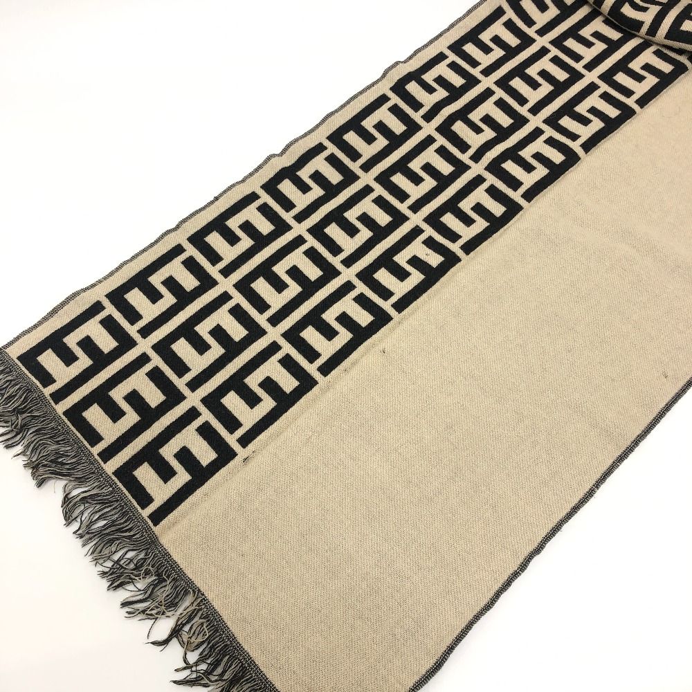 Fendi Scarf Zucca Pattern Wool Black Beige — view 3