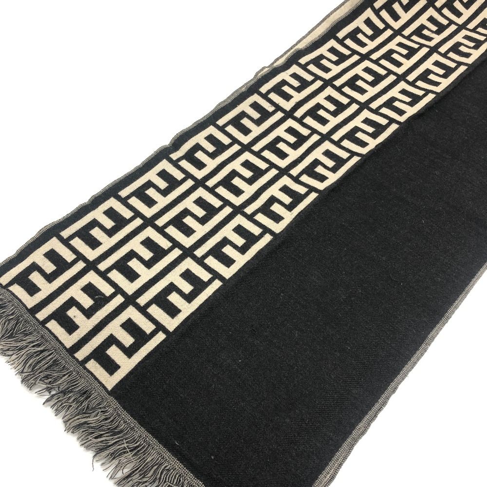 Fendi Scarf Zucca Pattern Wool Black Beige — view 2