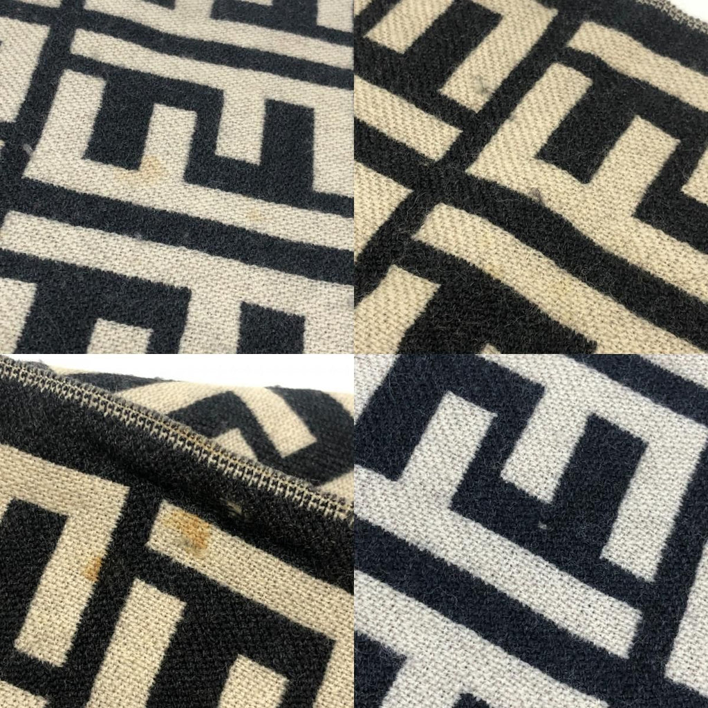 Fendi Scarf Zucca Pattern Wool Black Beige — view 6