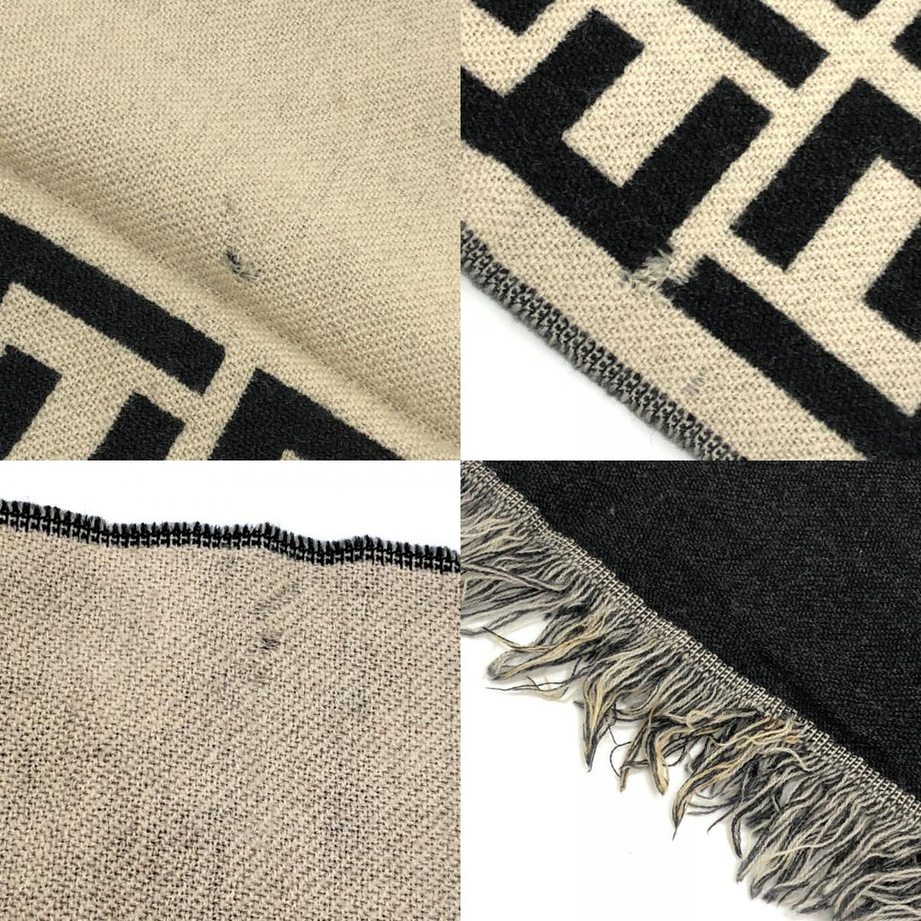 Fendi Scarf Zucca Pattern Wool Black Beige — view 8