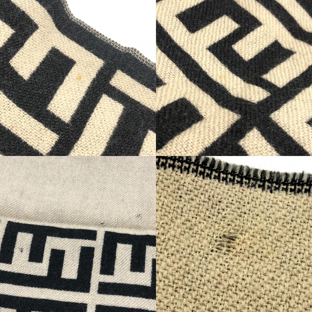 Fendi Scarf Zucca Pattern Wool Black Beige — view 7