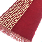 Fendi Scarf Zucca Pattern Wool Red Brown — view 3