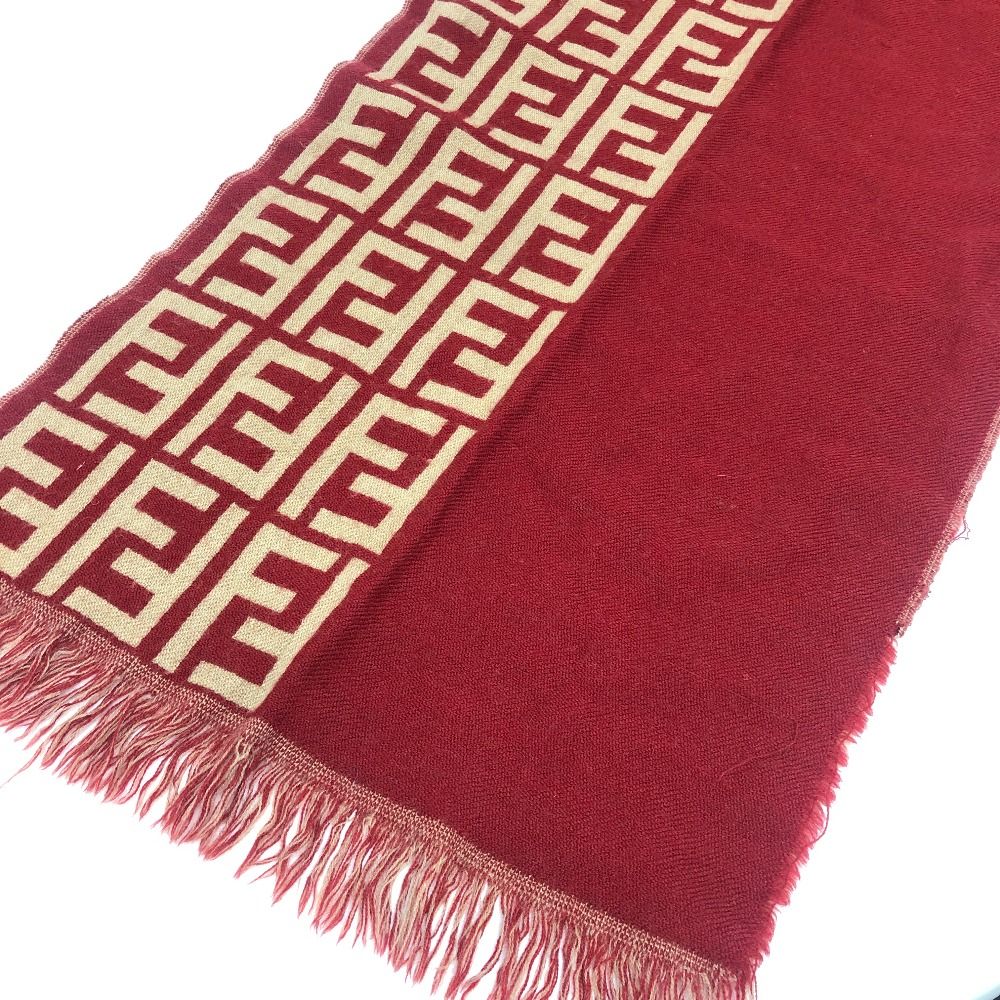 Fendi Scarf Zucca Pattern Wool Red Brown — view 3
