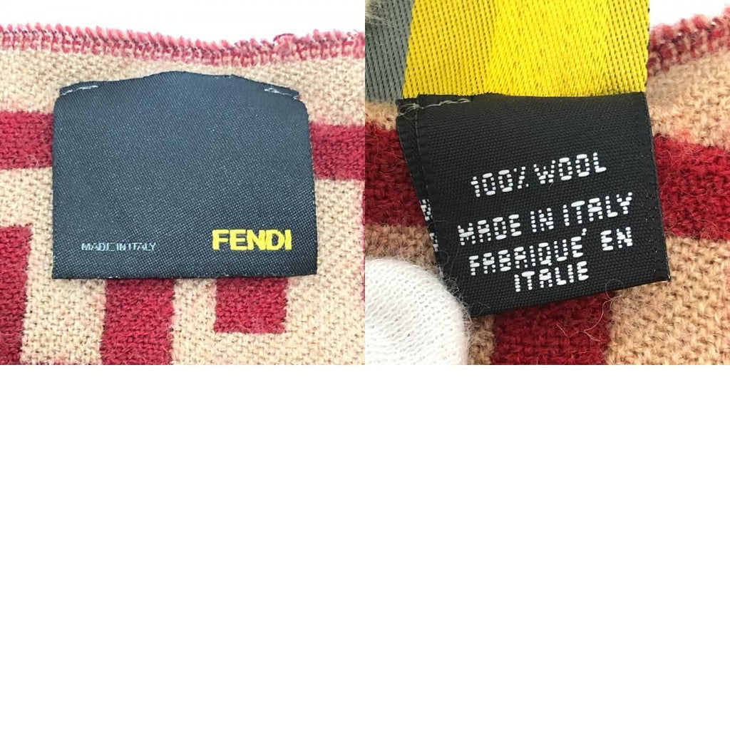 Fendi Scarf Zucca Pattern Wool Red Brown — view 9