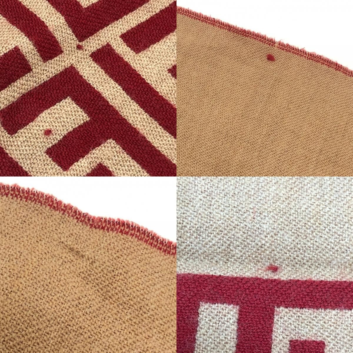 Fendi Scarf Zucca Pattern Wool Red Brown — view 7