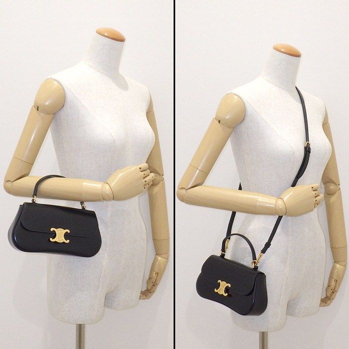 Celine Handbag Teen Lora Black Shiny Calfskin Lambskin — view 9