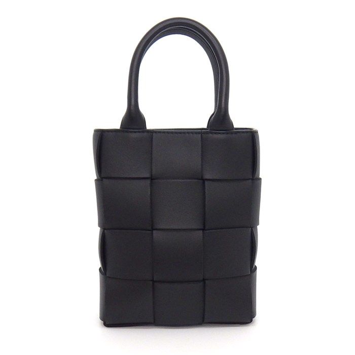 Bottega Veneta Shoulder Bag Cassette Mini Tote Black Lambskin Gold — view 2