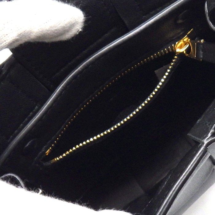 Bottega Veneta Shoulder Bag Cassette Mini Tote Black Lambskin Gold — view 6