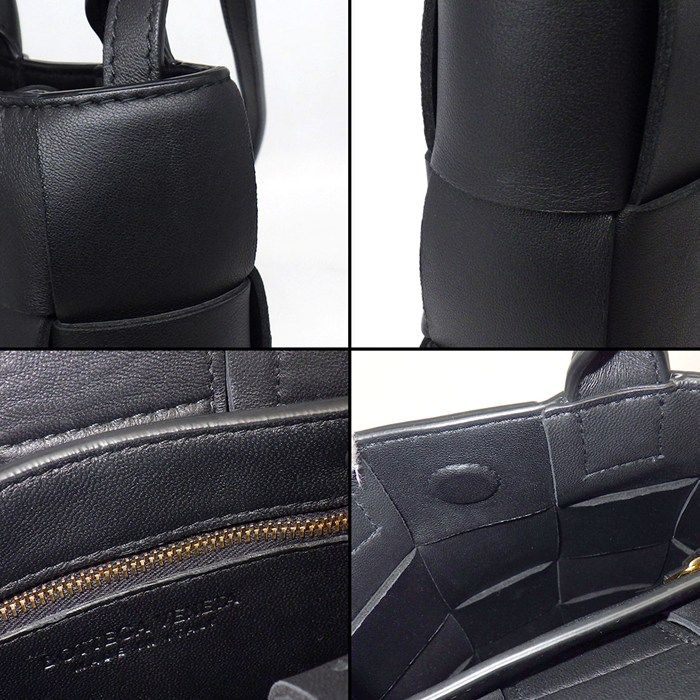 Bottega Veneta Shoulder Bag Cassette Mini Tote Black Lambskin Gold — view 9