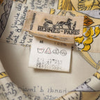 Hermes Vintage Mont Sainct Michel Blouse 40 Silk Twill Long Sleeve Scarf Cream Beige — view 6