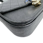 Chanel Caviar Leather Chain Shoulder Bag CC Logo Black — view 6