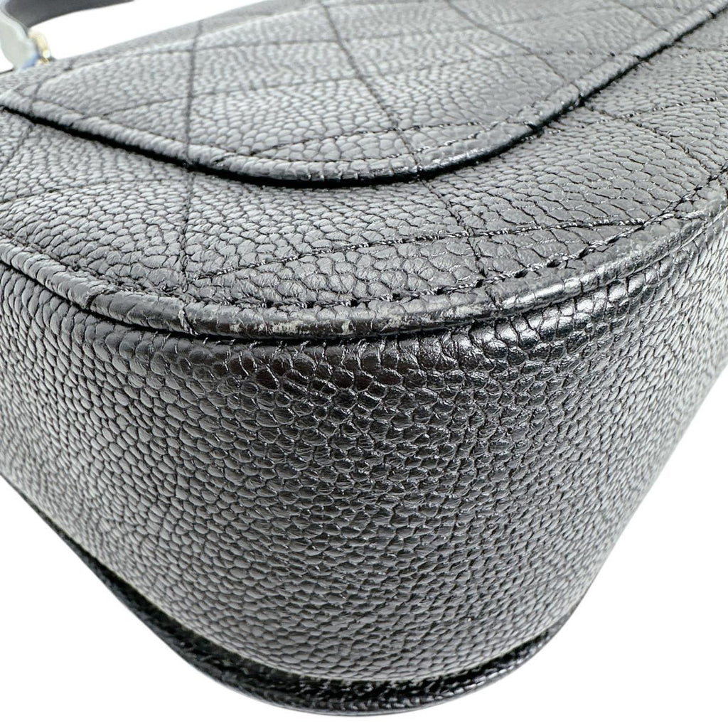Chanel Caviar Leather Chain Shoulder Bag CC Logo Black — view 8