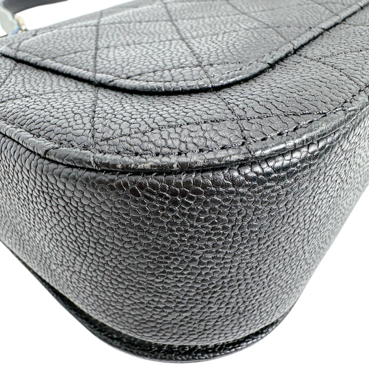 Chanel Caviar Leather Chain Shoulder Bag CC Logo Black — view 8