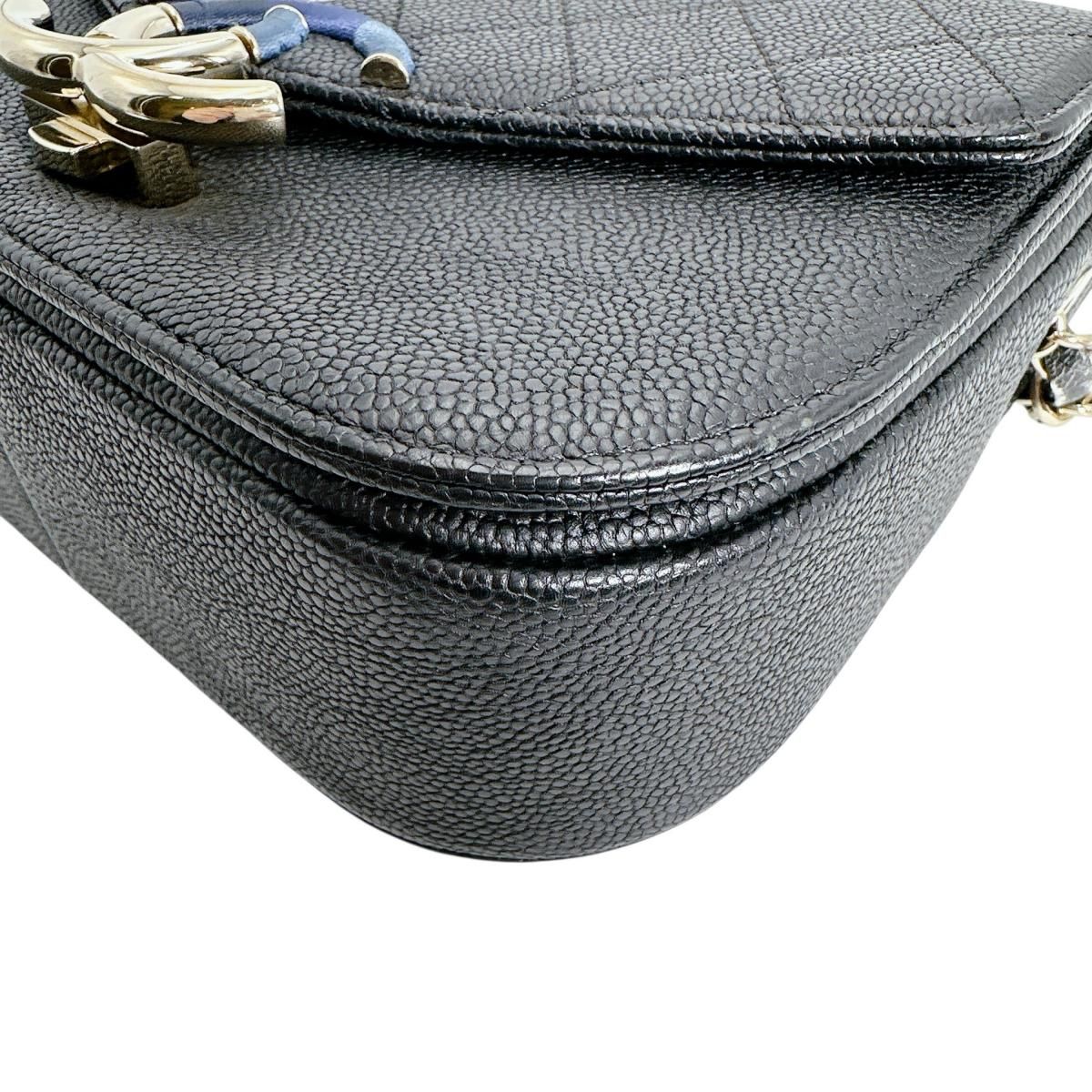Chanel Caviar Leather Chain Shoulder Bag CC Logo Black — view 5