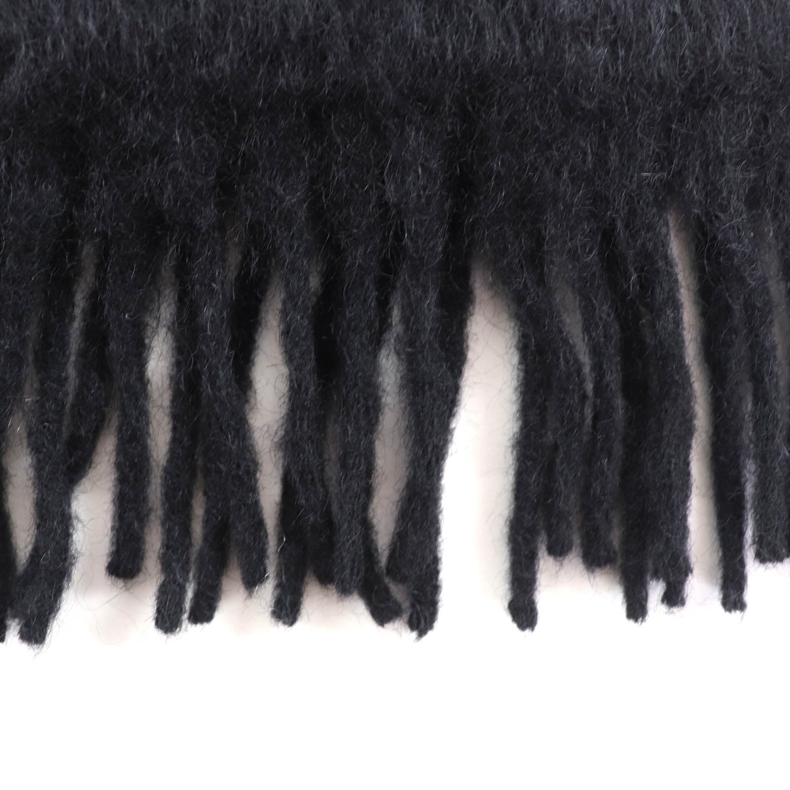 Loewe Mohair Wool Blend Leather Fringe Scarf with Anagram Patch — view 4