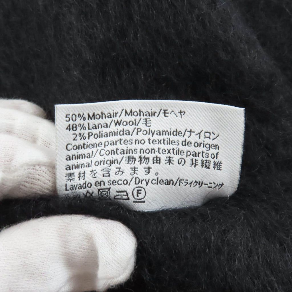Loewe Mohair Wool Blend Leather Fringe Scarf with Anagram Patch — view 7