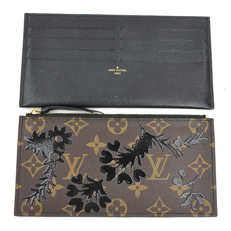 Louis Vuitton Chain Wallet Shoulder Bag Monogram Blossom Pochette Felicity Brown Black — view 6
