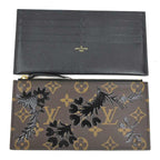 Louis Vuitton Chain Wallet Shoulder Bag Monogram Blossom Pochette Felicity Brown Black — view 6