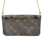 Louis Vuitton Chain Wallet Shoulder Bag Monogram Blossom Pochette Felicity Brown Black — view 3