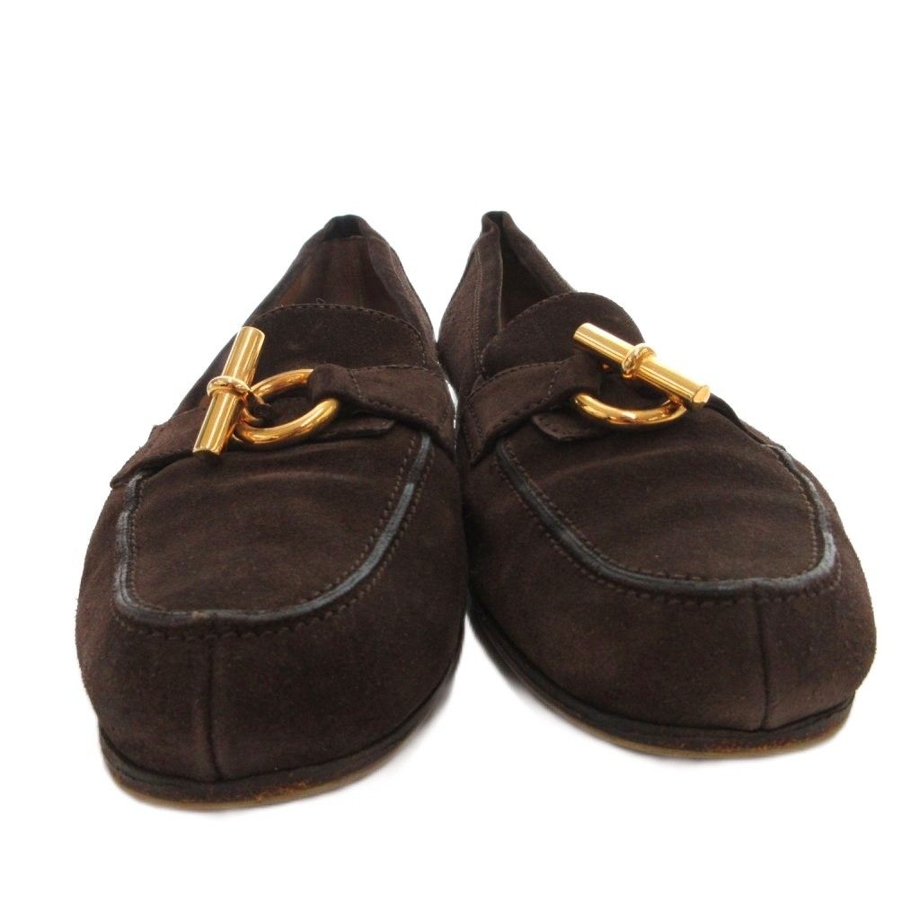 Hermes Chaine D'ancre Loafer Moccasin Shoes Suede 38.5 Brown — view 4