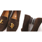 Hermes Chaine D'ancre Loafer Moccasin Shoes Suede 38.5 Brown — view 9