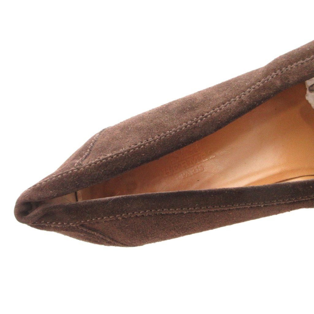 Hermes Chaine D'ancre Loafer Moccasin Shoes Suede 38.5 Brown — view 7
