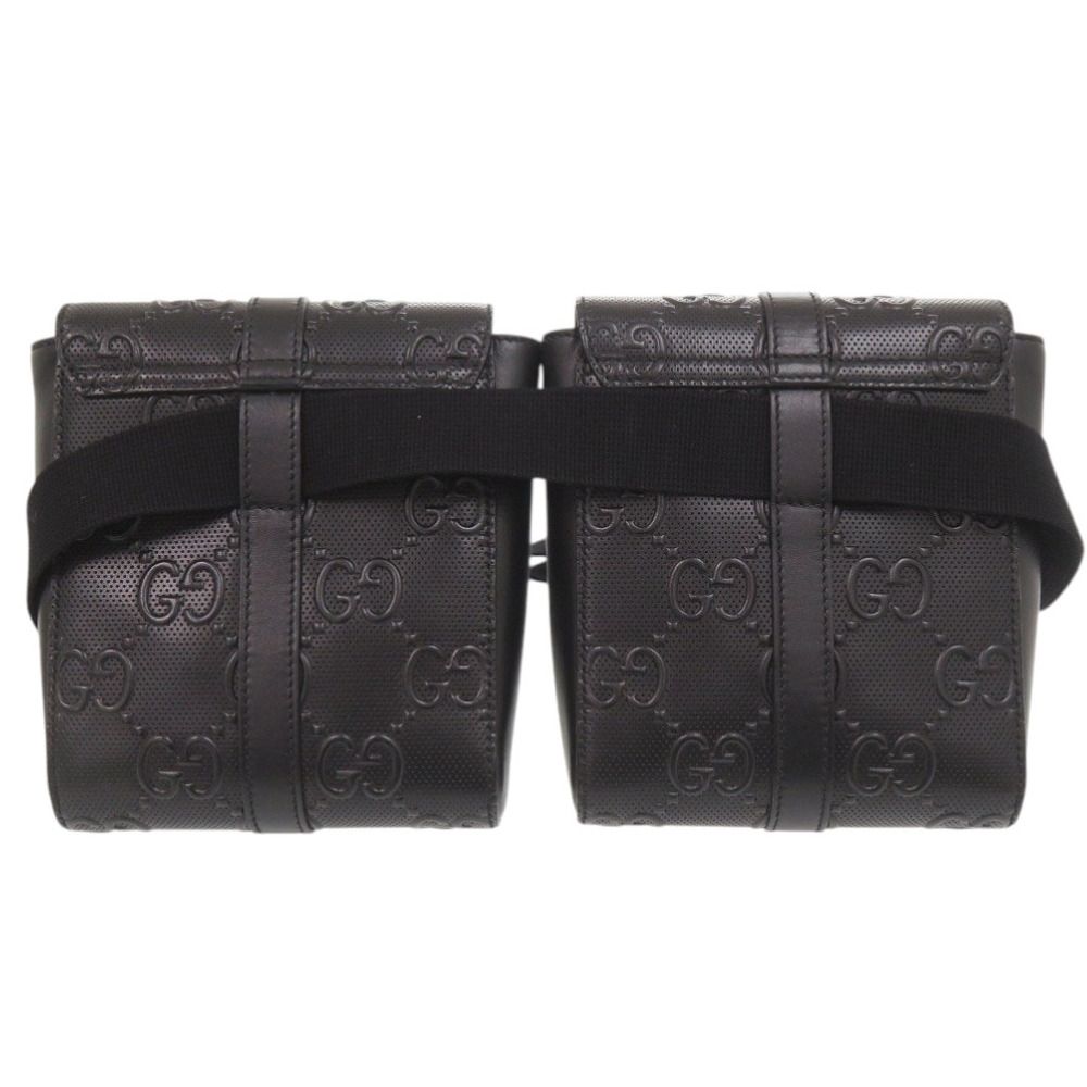 Gucci Wpouch GG Embossed Leather Black Belt Bag — view 2